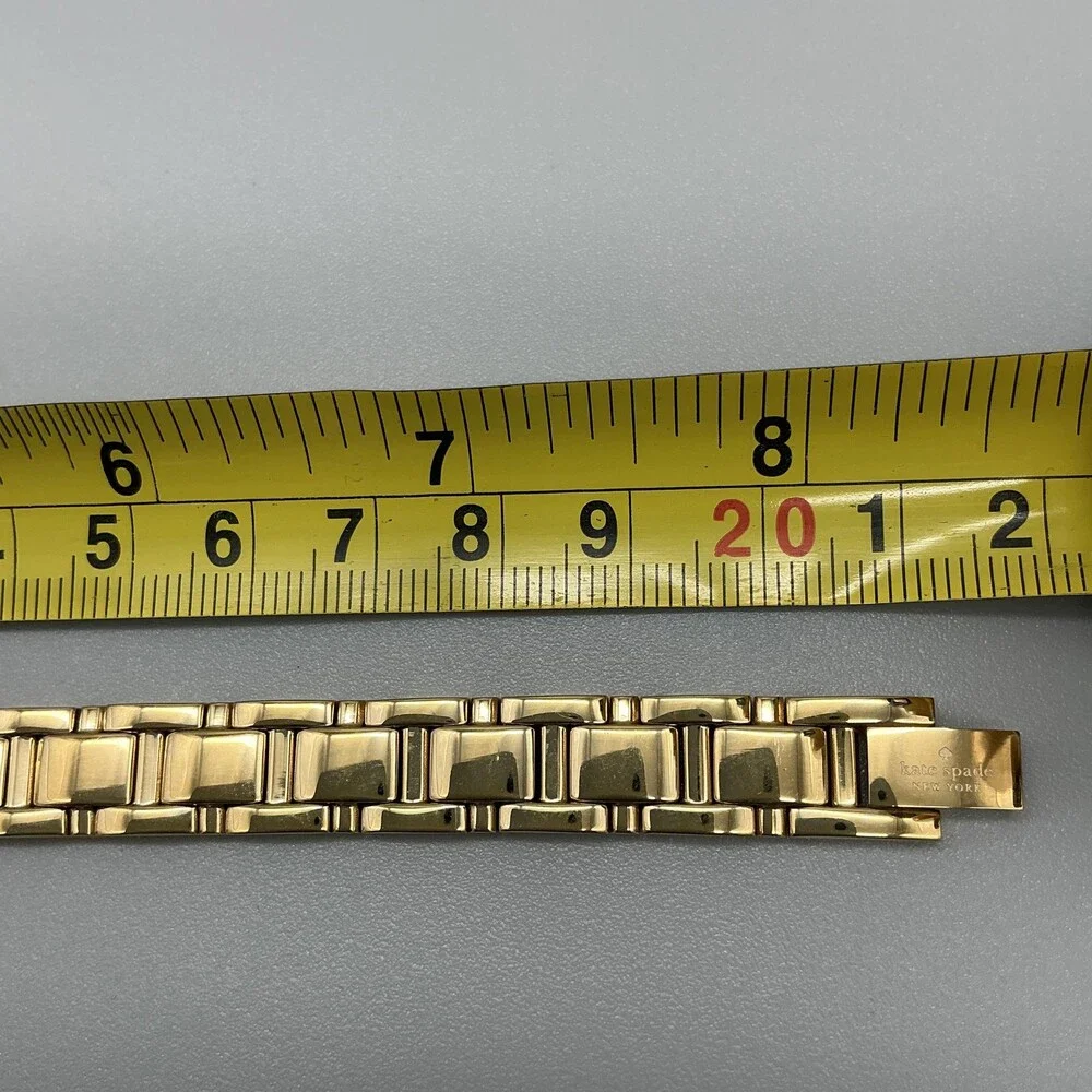 Kate Spade New York Womens Watch 34mm MOP Gold Tone Crystals New Battery 8.5